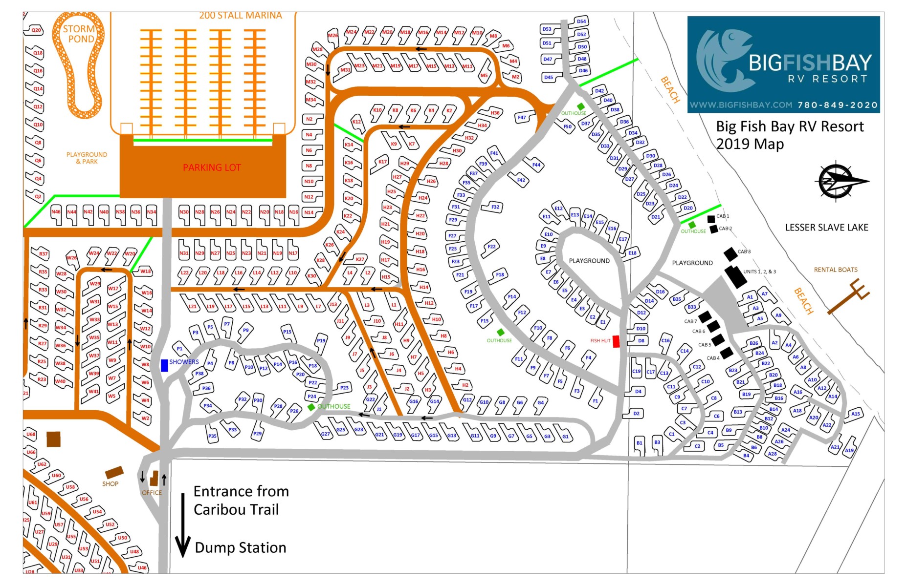 Big Fish Bay Map 2019 with Town on back - 013119_Page_1 • Big Fish Bay RV  Resort